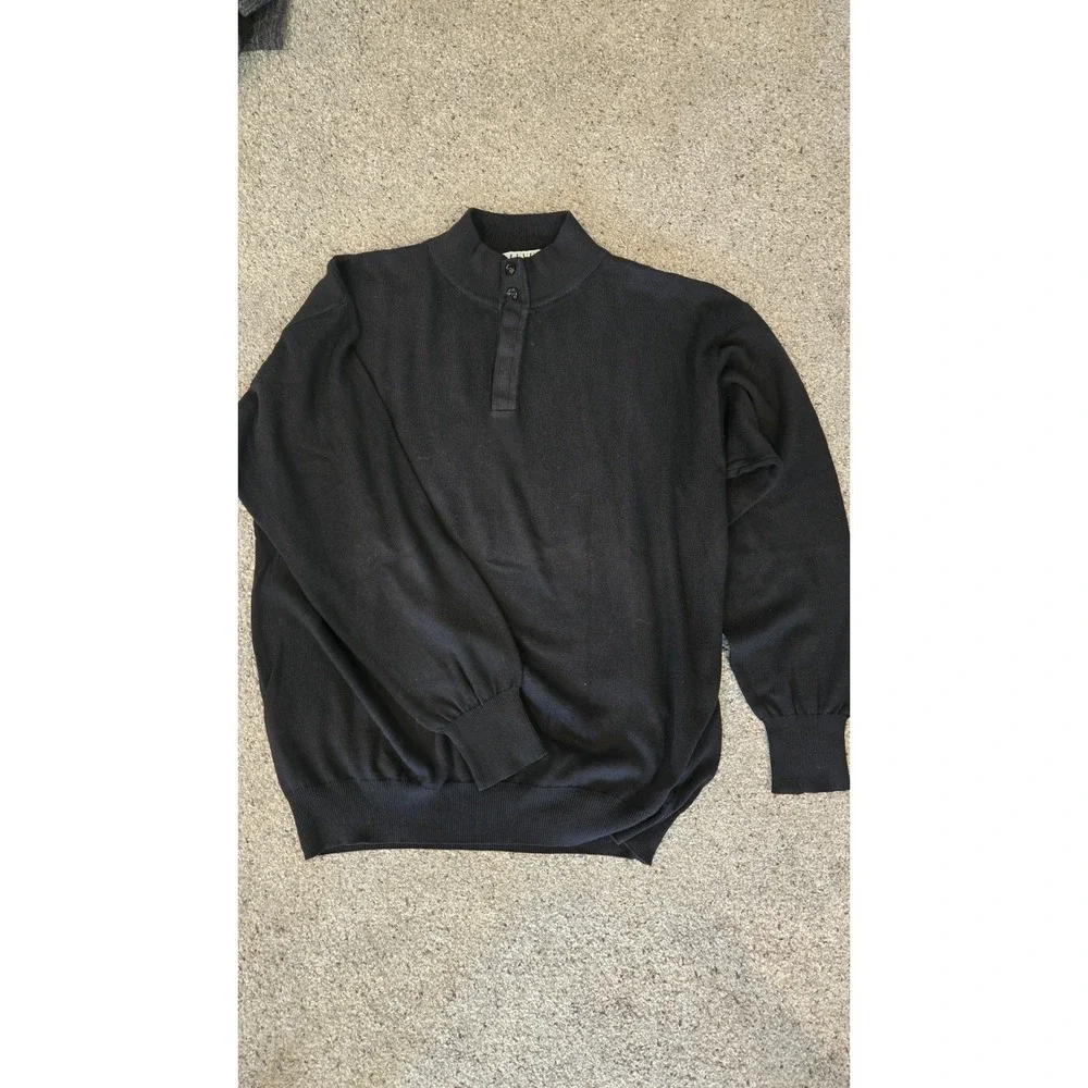 Leveti Mens Made In Italy Black Sweater Size Medium Cotton Modal Mix Comfy Soft